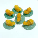 Snail On Leaf Mini Carving Wholesale Tiger Eye Green Aventurine - Wholesale Crystals
