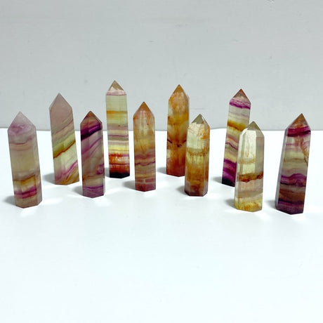 Stripe Colorful Fluorite Mixed Hematite Tower Point Wholesale - Wholesale Crystals