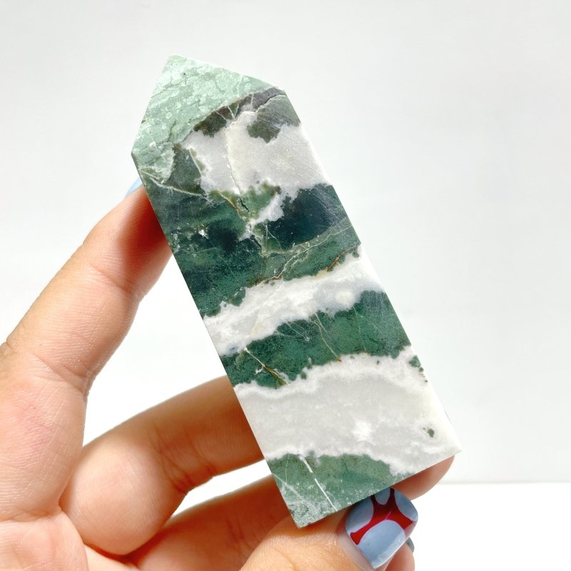 Stripe Moss Agate Mixed Quartz Four - Sided Tower Point Wholesale - Wholesale Crystals