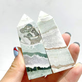 Stripe Moss Agate Mixed Quartz Four - Sided Tower Point Wholesale - Wholesale Crystals