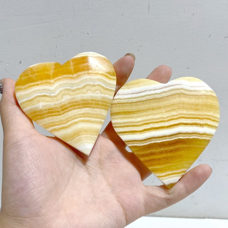 Stripe Yellow Calcite Heart Wholesale -Wholesale Crystals