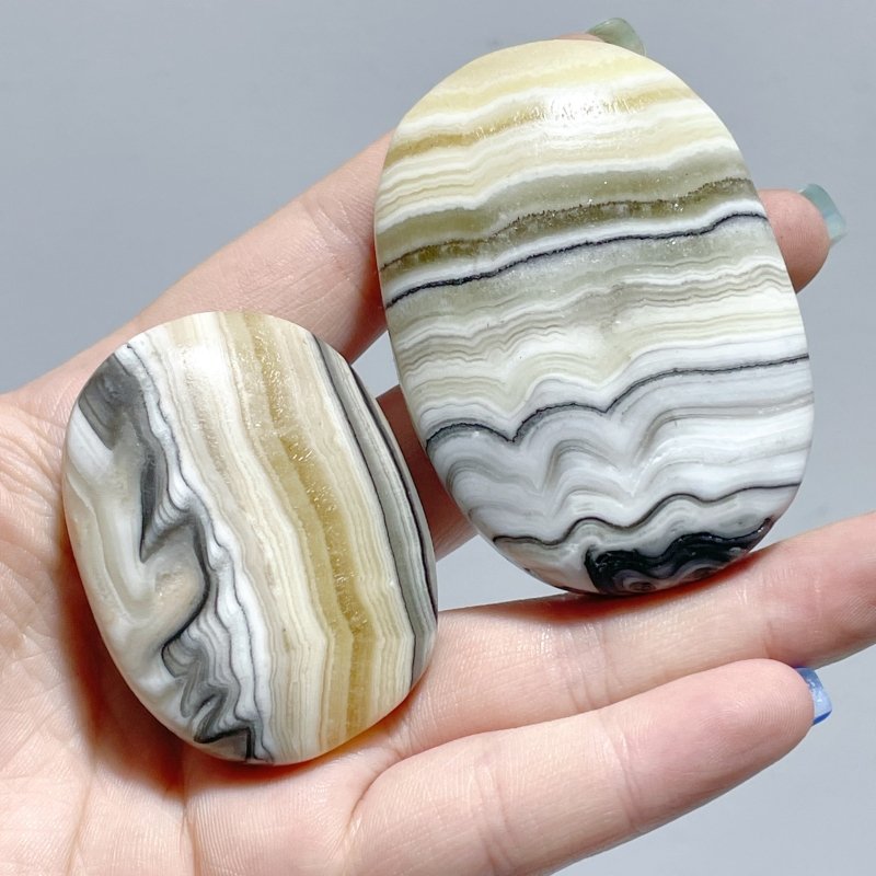 Stripe Yellow Calcite&Grey Calcite Palm Wholesale - Wholesale Crystals