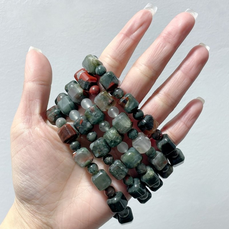 Sugar Cube Africa Blood Stone Bracelet Wholesale - Wholesale Crystals