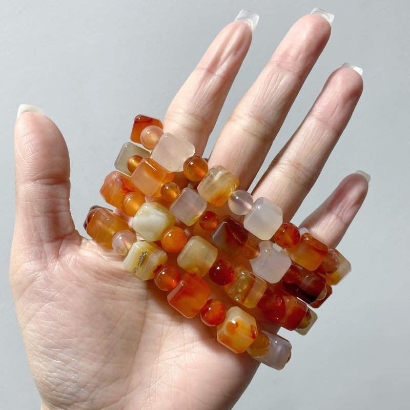 Sugar Cube Carnelian Bracelets Wholesale - Wholesale Crystals