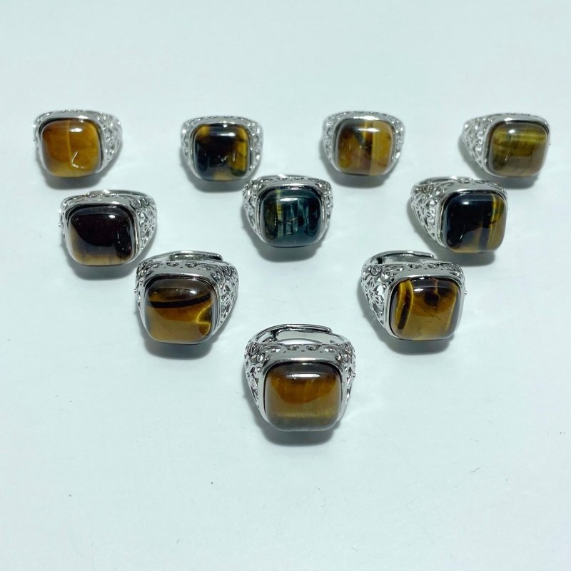Sugar Cube Tiger Eye Ring Wholesale - Wholesale Crystals