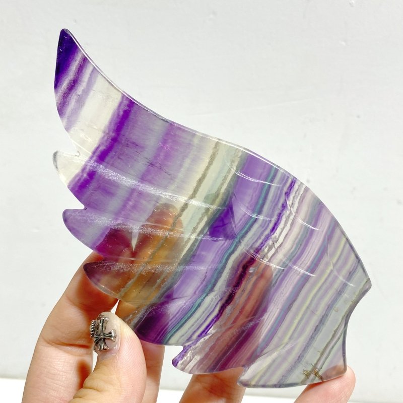 Symmetrical Fluorite Heart Wing Carving With Stand -Wholesale Crystals