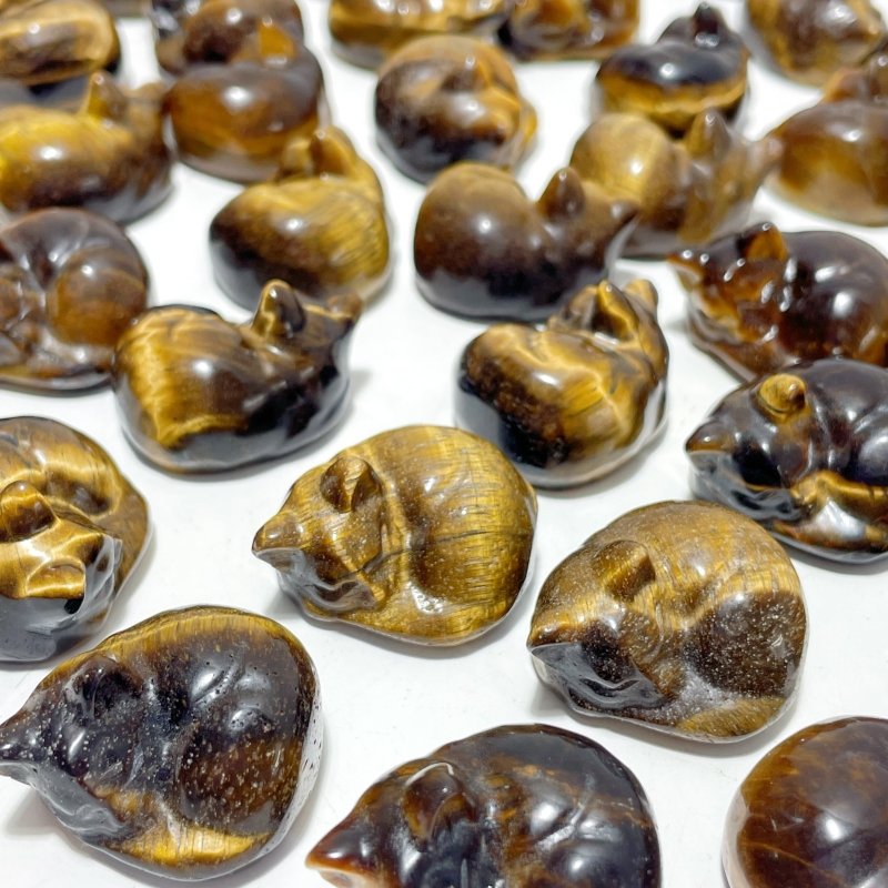 Tiger Eye Sleeping Cat Carving Wholesale - Wholesale Crystals