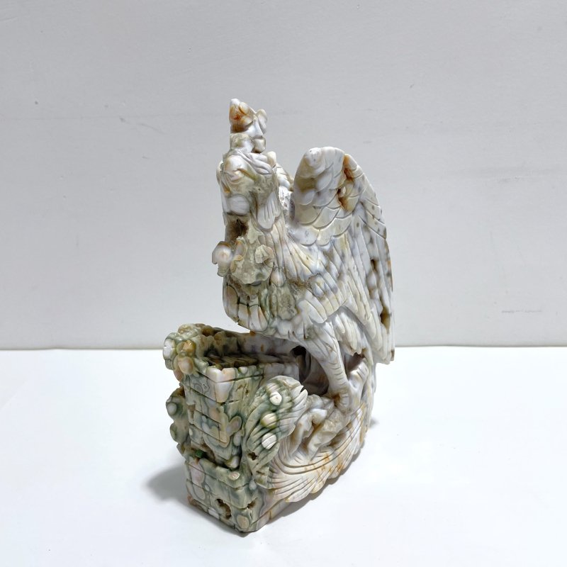 Unique 8th Vein Ocean Jasper Cock Carving - Wholesale Crystals