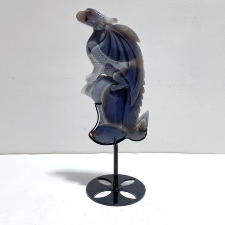 Unique Agate Flying Dragon Moon Carving With Stand - Wholesale Crystals