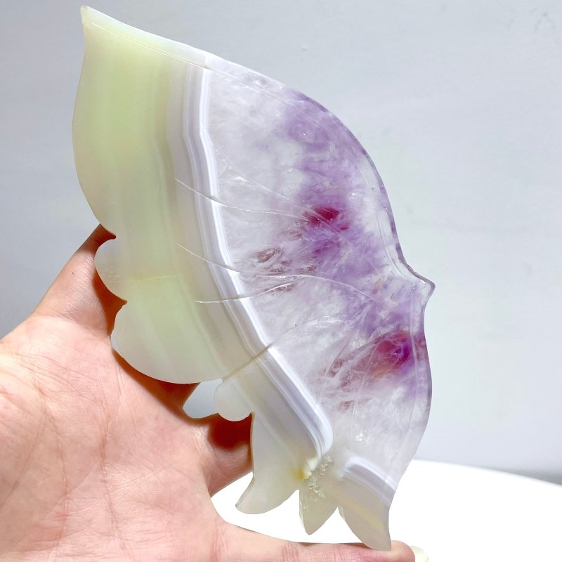 Unique Agate Mixed Amethyst Butterfly Wing Carving With Stand - Wholesale Crystals