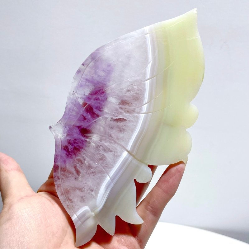 Unique Agate Mixed Amethyst Butterfly Wing Carving With Stand - Wholesale Crystals