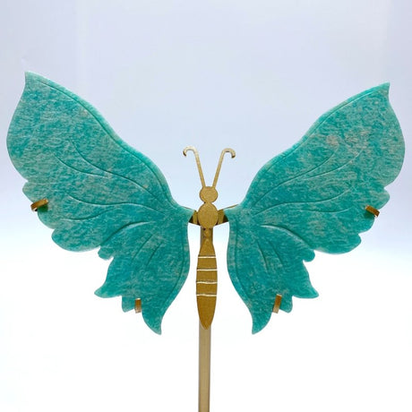 Unique Amazonite Butterfly Carving Wing With Stand - Wholesale Crystals