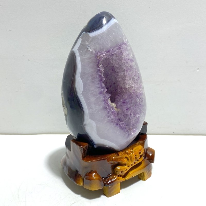 Unique Amethyst Mixed Geode Agate Calcite Dinosaur Egg Home Decor With Stand - Wholesale Crystals