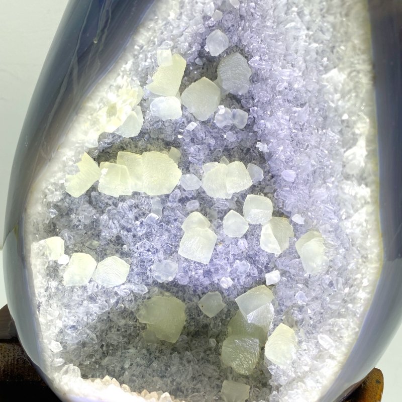 Unique Amethyst Mixed Geode Agate Calcite Dinosaur Egg With Stand - Wholesale Crystals