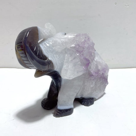 Unique Amethyst Mixed Geode Agate Druzy Elephant Animal Carving A10 - Wholesale Crystals
