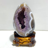 Unique Amethyst Mixed Geode Druzy Agate Dinosaur Egg Home Decor With Stand - Wholesale Crystals