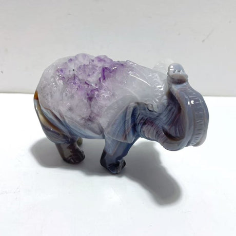 Unique Amethyst Mixed Geode Druzy Agate Elephant Animal Carving A12 - Wholesale Crystals