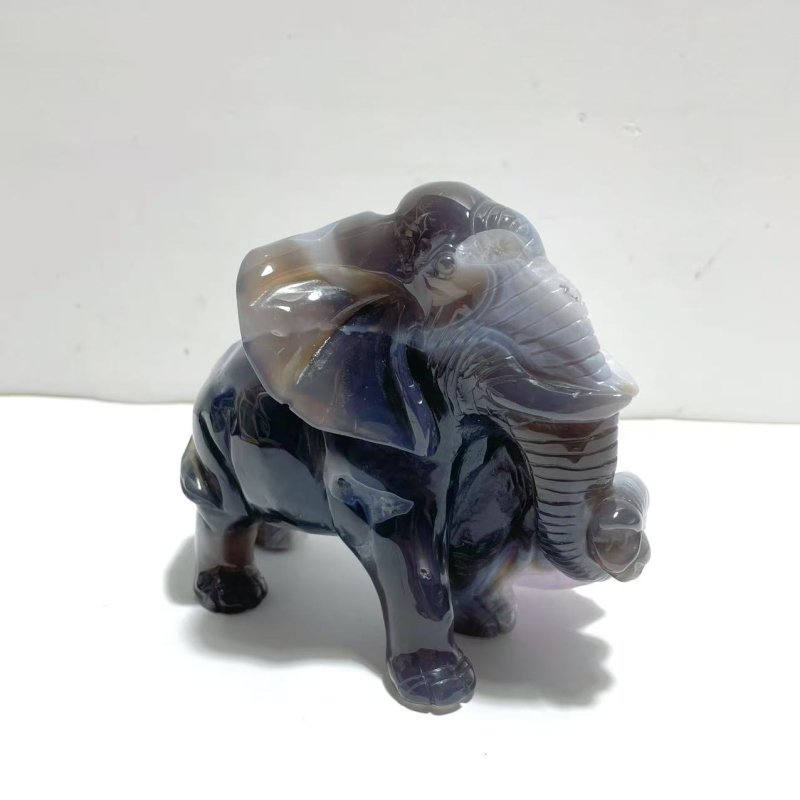 Unique Amethyst Mixed Geode Druzy Agate Elephant Animal Carving A17 - Wholesale Crystals