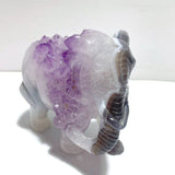 Unique Amethyst Mixed Geode Druzy Agate Elephant Animal Carving A19 - Wholesale Crystals