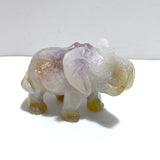 Unique Amethyst Mixed Geode Druzy Agate Elephant Animal Carving A20 - Wholesale Crystals