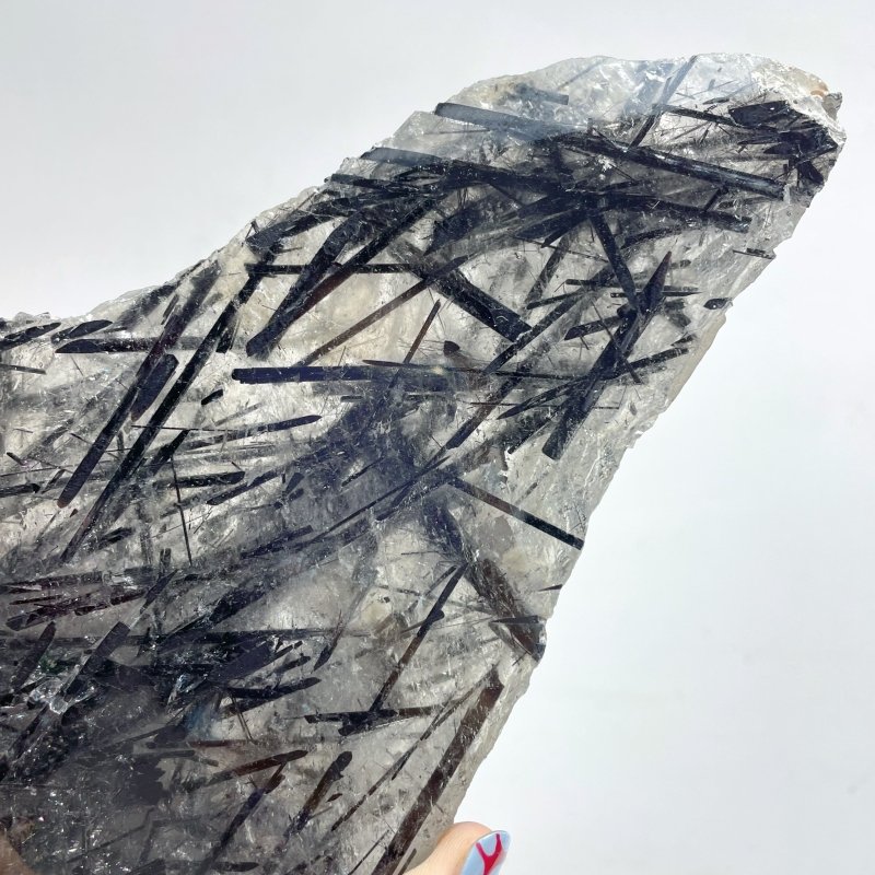Unique Black Tourmaline Slab With Stand 1 - Wholesale Crystals