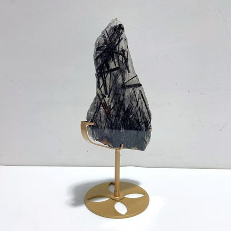 Unique Black Tourmaline Slab With Stand 1 - Wholesale Crystals