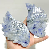 Unique Blue Aventurine Angel Wing Carving With Stand - Wholesale Crystals
