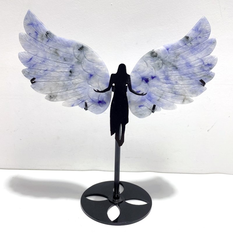 Unique Blue Aventurine Angel Wing Carving With Stand - Wholesale Crystals