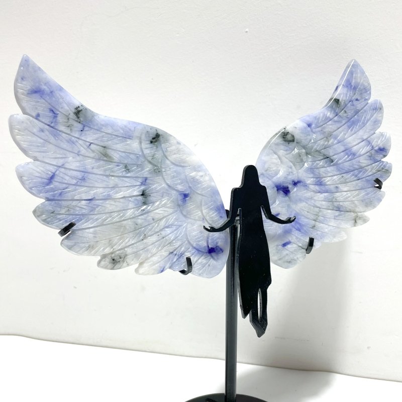 Unique Blue Aventurine Angel Wing Carving With Stand - Wholesale Crystals