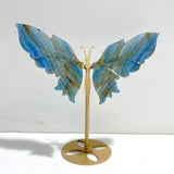 Unique Blue Onyx Butterfly Wing Carving With Stand - Wholesale Crystals