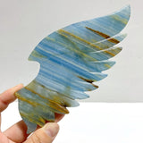 Unique Blue Onyx Demon And Angel Wing Carving With Stand - Wholesale Crystals