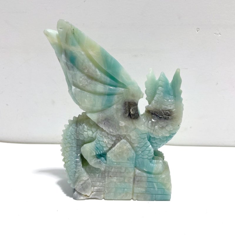 Unique Caribbean Calcite Mixed Pyrite Flying Dragon Castle Carving - Wholesale Crystals
