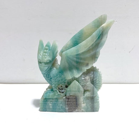 Unique Caribbean Calcite Mixed Pyrite Flying Dragon Castle Carving - Wholesale Crystals
