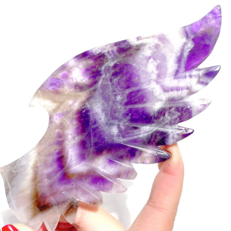 Unique Chevron Amethyst Demon and Angel Wing Carving With Stand - Wholesale Crystals