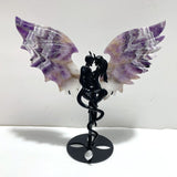 Unique Chevron Amethyst Demon and Angel Wing Carving With Stand - Wholesale Crystals