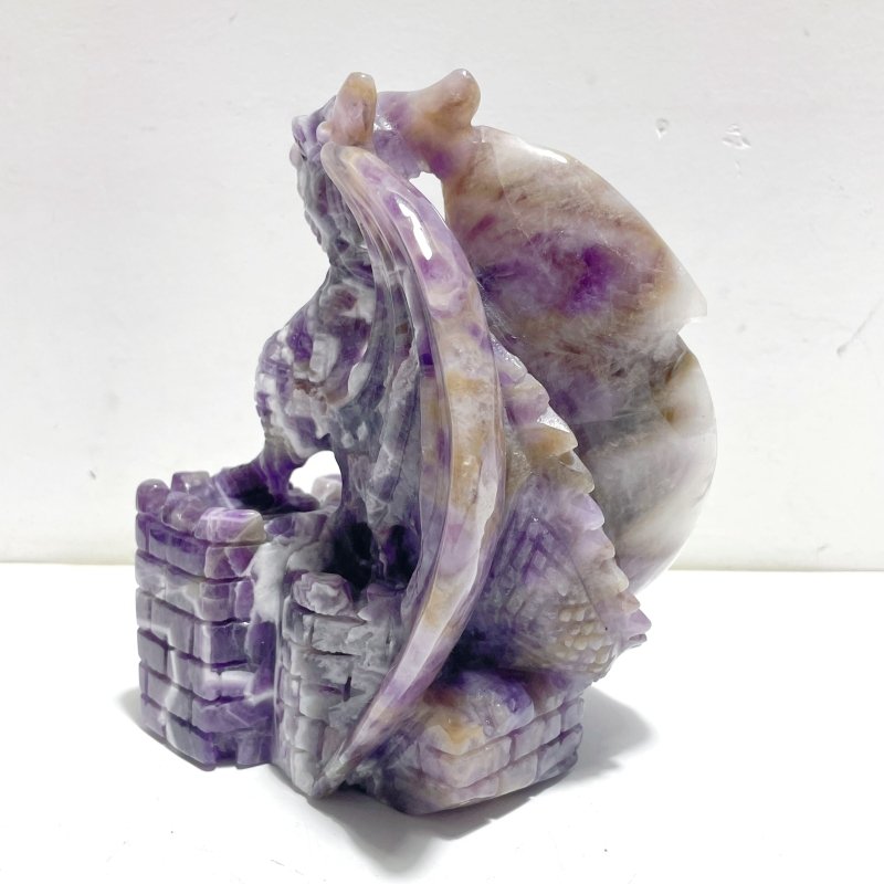 Unique Chevron Amethyst Flying Dragon Castle Carving - Wholesale Crystals