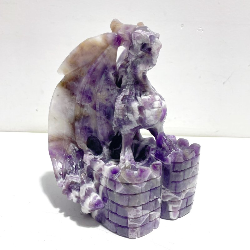 Unique Chevron Amethyst Flying Dragon Castle Carving - Wholesale Crystals