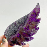 Unique Chevron Amethyst Heart Wing Carving With Stand -Wholesale Crystals