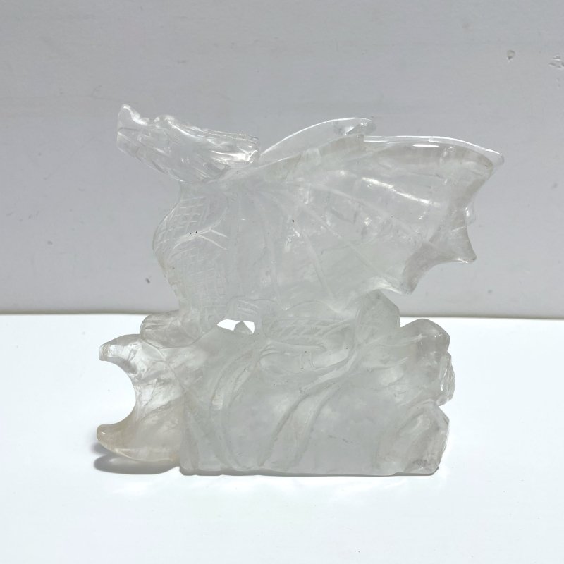 Unique Clear Quartz Flying Dragon Castle Carving - Wholesale Crystals