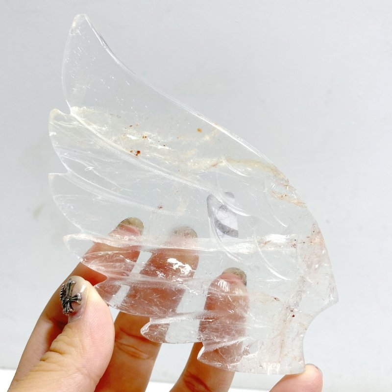 Unique Clear Quartz Heart Wing Carving With Stand -Wholesale Crystals