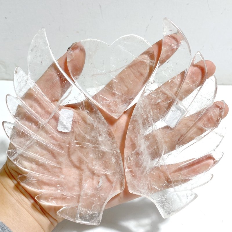 Unique Clear Quartz Heart Wing Carving With Stand -Wholesale Crystals