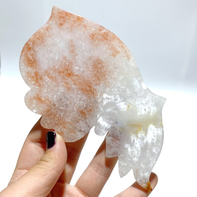 Unique Fire Quartz Butterfly Wing Carving With Stand - Wholesale Crystals