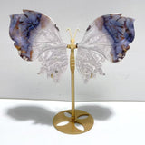 Unique Flower Agate Butterfly Wing Carving With Stand - Wholesale Crystals