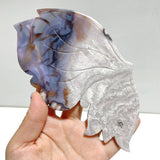 Unique Flower Agate Butterfly Wing Carving With Stand - Wholesale Crystals