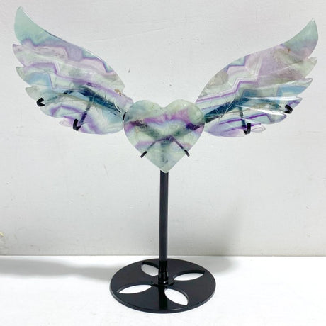 Unique Fluorite Heart Wing Carving With Stand - Wholesale Crystals