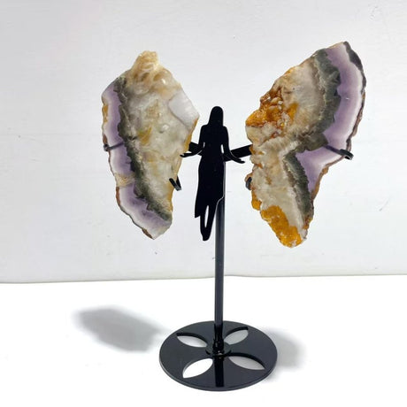 Unique Fluorite Mixed Pyrite Angel Wing With Stand - Wholesale Crystals