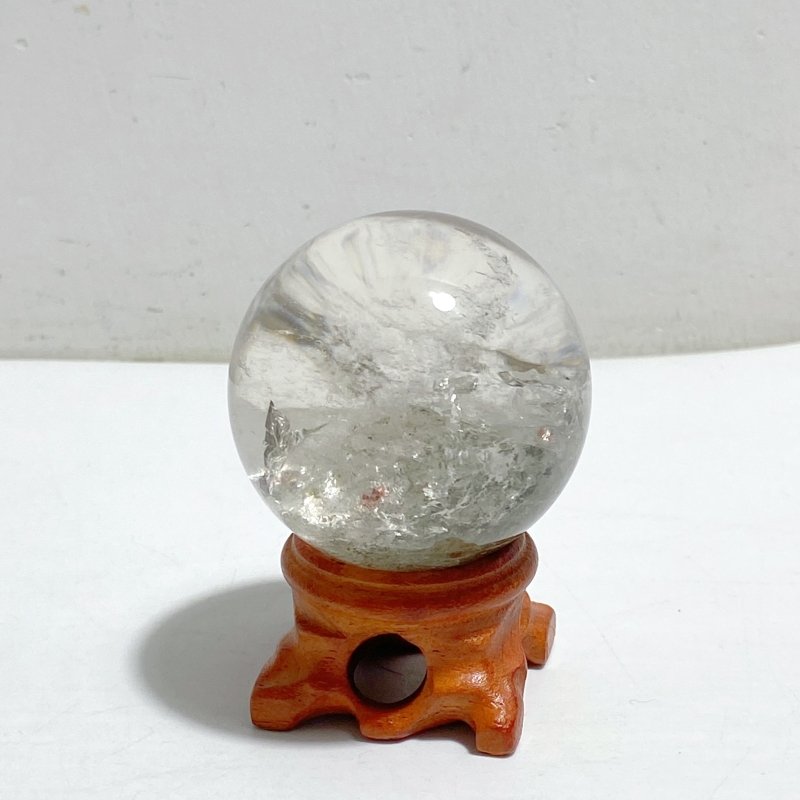 Unique Garden Quartz Sphere With Wooden Stand -Wholesale Crystals