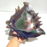 Unique Geode Druzy Agate Butterfly Fairy Carving With Stand - Wholesale Crystals