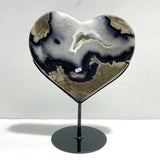 Unique Geode Druzy Volcano Agate Heart Carving With Stand(UV - Reactive) 1 - Wholesale Crystals