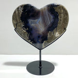 Unique Geode Druzy Volcano Agate Heart Carving With Stand(UV - Reactive) 4 - Wholesale Crystals